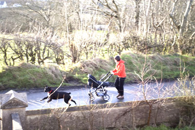 Poppy, mum and me off for a walk