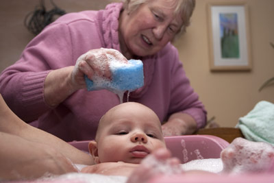 Bath time with Granny
