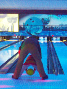 Daddy and Kate bowling together