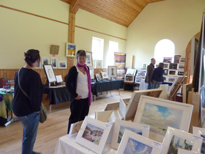 The Wee Hall in Culdaff set up for an art exhibition