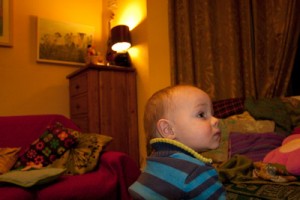 Boy watching television